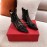 Valentino New Patent Leather Pointed High Heeled Boots Black