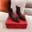 Valentino New Patent Leather Pointed High Heeled Boots Wine Red