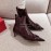 Valentino New Patent Leather Pointed High Heeled Boots Wine Red