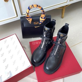 Valentino Fashion Rivet Black Leather Locomotive Boots
