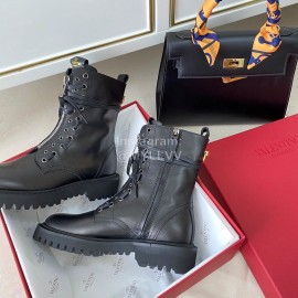 Valentino Fashion Rivet Black Leather Locomotive Boots