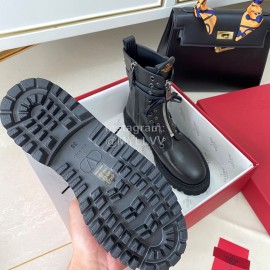 Valentino Fashion Rivet Black Leather Locomotive Boots