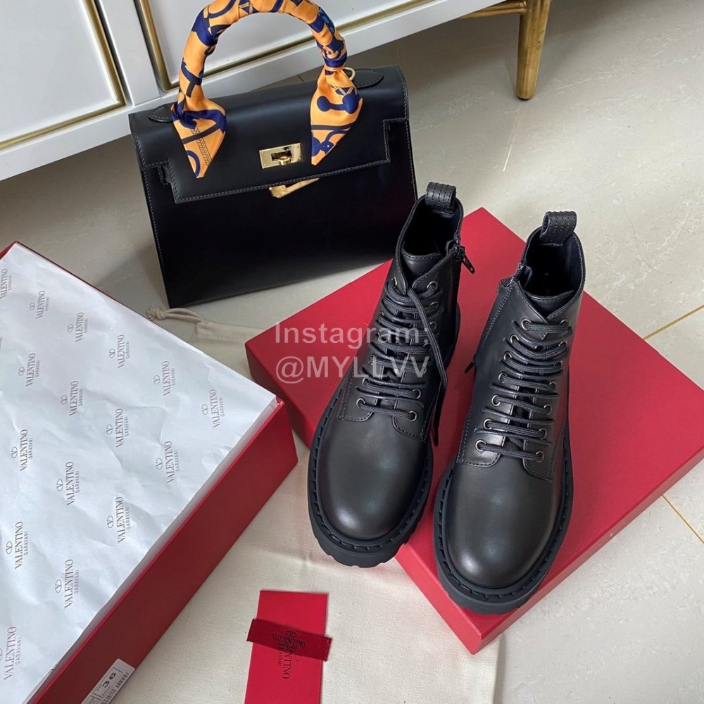 Valentino Black Fashion Leather Short Boots For Women
