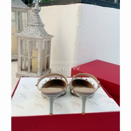 Valentino Fashion Cow Patent Leather Pointed High Heel Sandals Blue