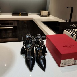 Valentino New Rivet Tassel Sheepskin High Heels Black