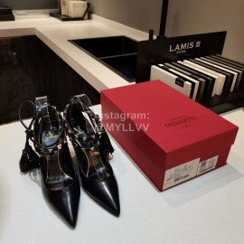 Valentino New Rivet Tassel Sheepskin High Heels Black