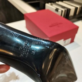 Valentino New Rivet Tassel Sheepskin High Heels Black