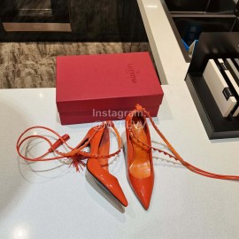 Valentino New Rivet Sheepskin High Heels Orange