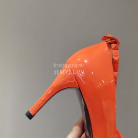 Valentino New Rivet Sheepskin High Heels Orange