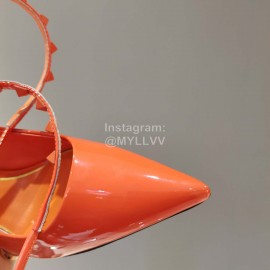 Valentino New Rivet Sheepskin High Heels Orange