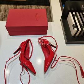 Valentino New Rivet Sheepskin High Heels Red
