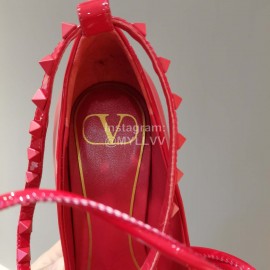 Valentino New Rivet Sheepskin High Heels Red