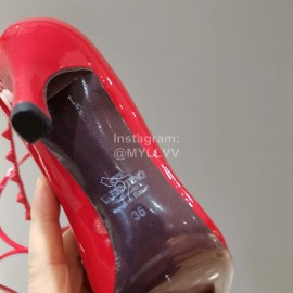 Valentino New Rivet Sheepskin High Heels Red