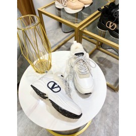 Valentino Winter Calf Wool Thick Soled Sneakers White