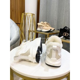 Valentino Winter Calf Wool Thick Soled Sneakers White