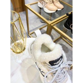 Valentino Winter Calf Wool Thick Soled Sneakers White