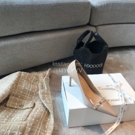 Valentino Rivet Patent Leather Pointed High Heels For Women Pink