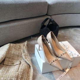 Valentino Rivet Patent Leather Pointed High Heels For Women Pink