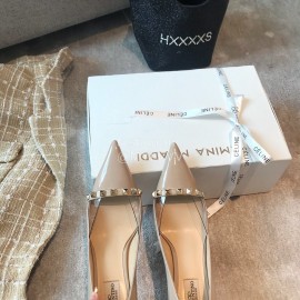 Valentino Rivet Patent Leather Pointed High Heels For Women Pink