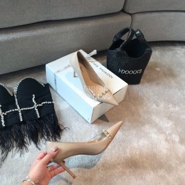 Valentino Rivet Patent Leather Pointed High Heels For Women Pink