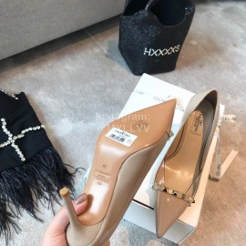 Valentino Rivet Patent Leather Pointed High Heels For Women Pink