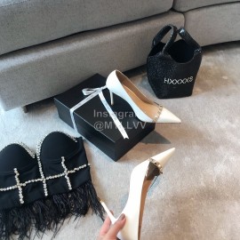 Valentino Rivet Patent Leather Pointed High Heels For Women White