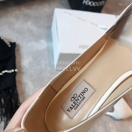 Valentino Rivet Patent Leather Pointed High Heels For Women White