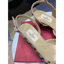 Valentino Classic Leather Rivet High Heel Sandals Black