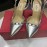 Valentino Classic Leather Rivet High Heel Sandals Silver