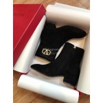 Valentino Autumn Winter New Black Leather Women Boots