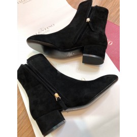 Valentino Autumn Winter New Black Leather Women Boots