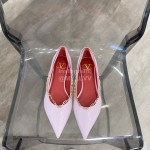 Valentino Fine Chain Pointed Leather Flat Shoes