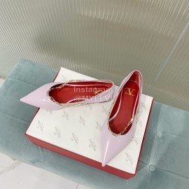 Valentino Fine Chain Pointed Leather Flat Shoes