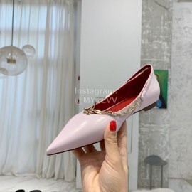 Valentino Fine Chain Pointed Leather Flat Shoes