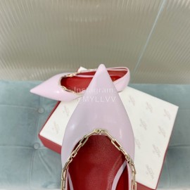 Valentino Fine Chain Pointed Leather Flat Shoes