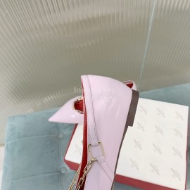 Valentino Fine Chain Pointed Leather Flat Shoes