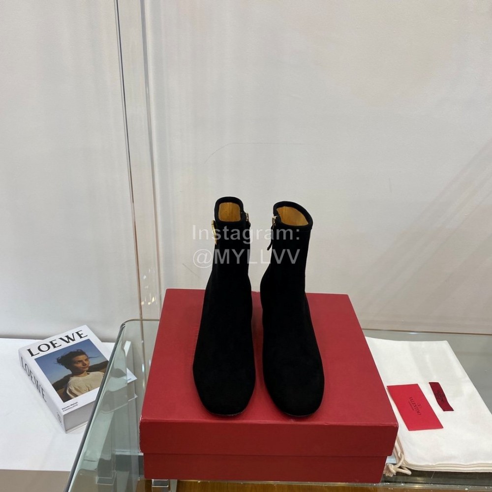 Valentino Autumn Winter Black Suede High Heel Short Boots