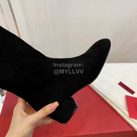 Valentino Autumn Winter Black Suede High Heel Long Boots