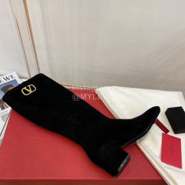 Valentino Autumn Winter Black Suede High Heel Long Boots