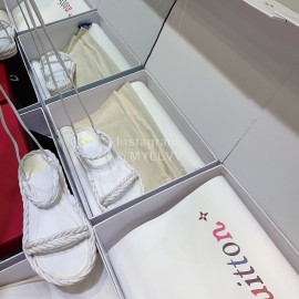 Valentino New Thick Soled White Leather Woven Sandals For Women