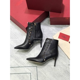 Valentino Calf Leather Pointed High Heel Boots Black