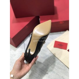 Valentino Calf Leather Pointed High Heel Boots Black