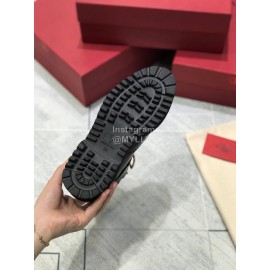 Valentino Black Calf Leather Martin Boots For Women