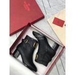Valentino Black Split Grain Cowhide High Heel Boots