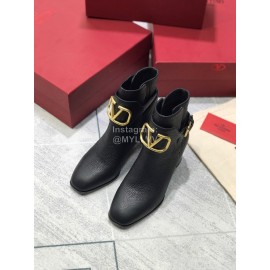 Valentino Black Split Grain Cowhide High Heel Boots