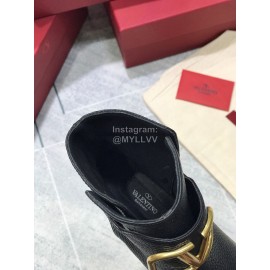 Valentino Black Split Grain Cowhide High Heel Boots