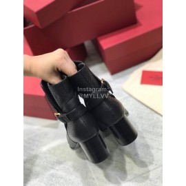 Valentino Black Split Grain Cowhide High Heel Boots