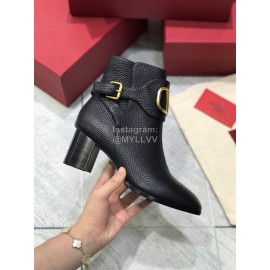 Valentino Black Split Grain Cowhide High Heel Boots