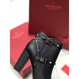 Valentino Black Split Grain Cowhide High Heel Boots For Women