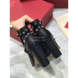 Valentino Black Split Grain Cowhide High Heel Boots For Women